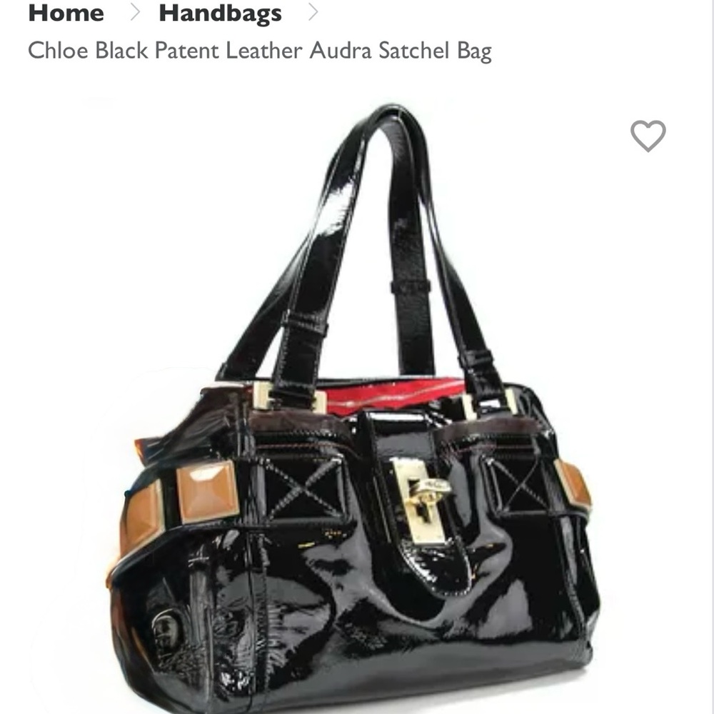 Chloe Black and Tan Patent Leather Satchel
